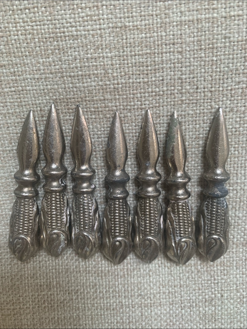 Vintage 4 Sets of Pewter Corn on the Cobb Holders Utinsels Silver Toned 7 total